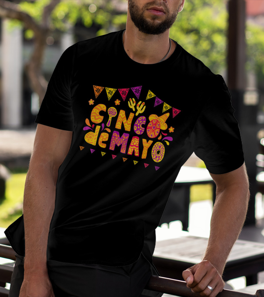 Cinco De Mayo Fiesta Celebration With Cactus And Sombrero T-Shirt