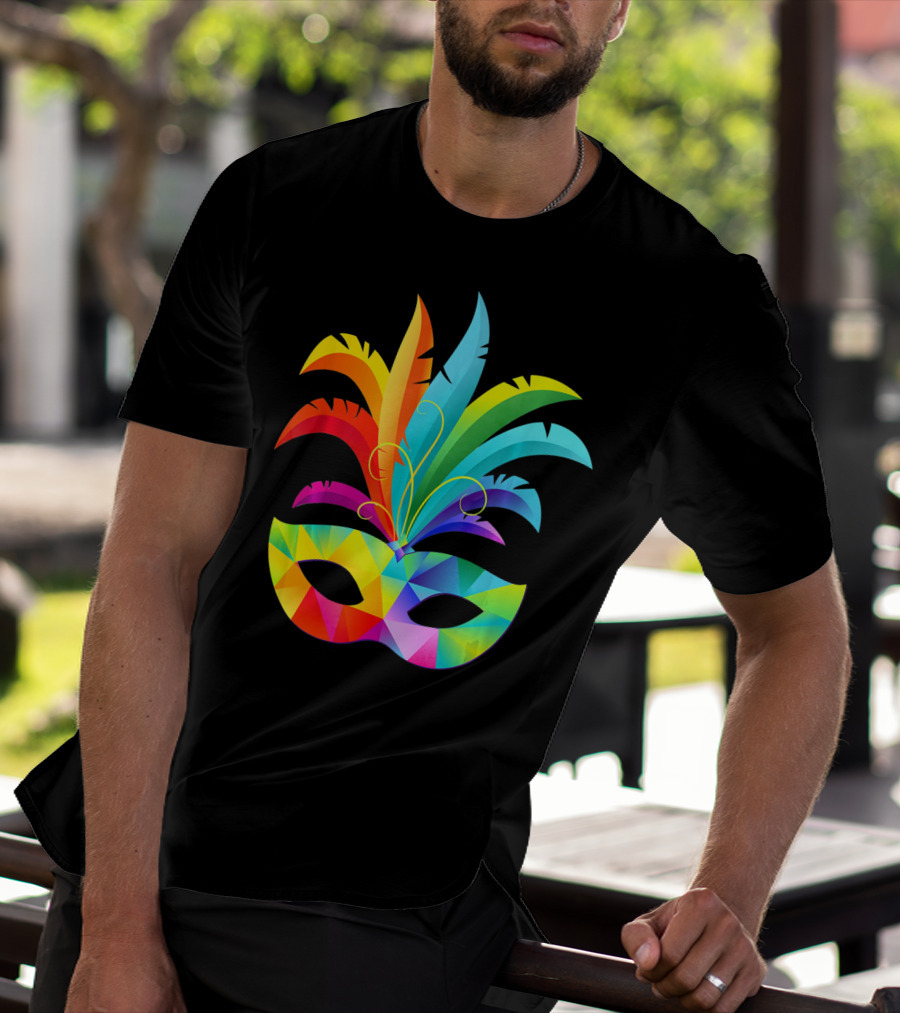 Colorful Carnival Mask Carnaval Rio De Janeiro Feathered Festival T-Shirt