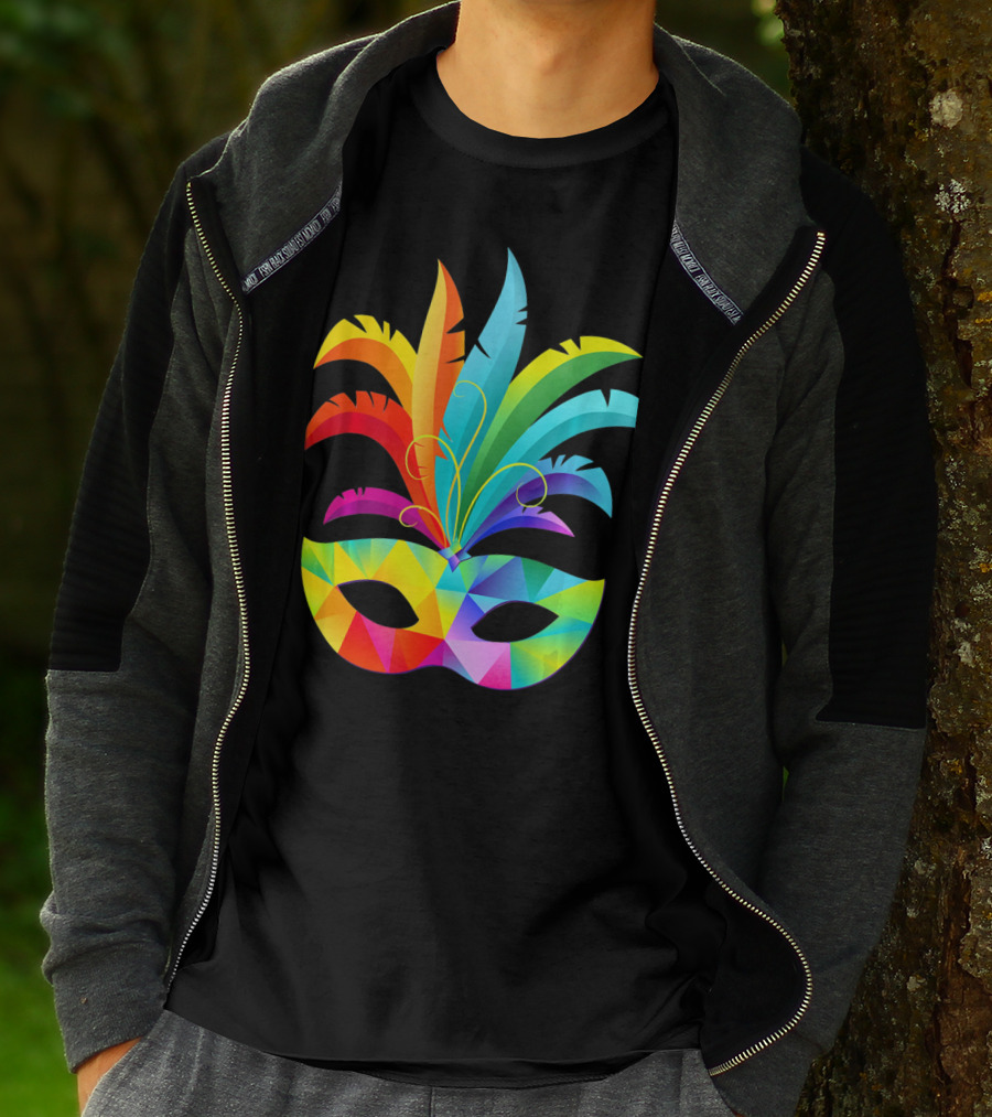 Colorful Carnival Mask Carnaval Rio De Janeiro Feathered Festival T-Shirt