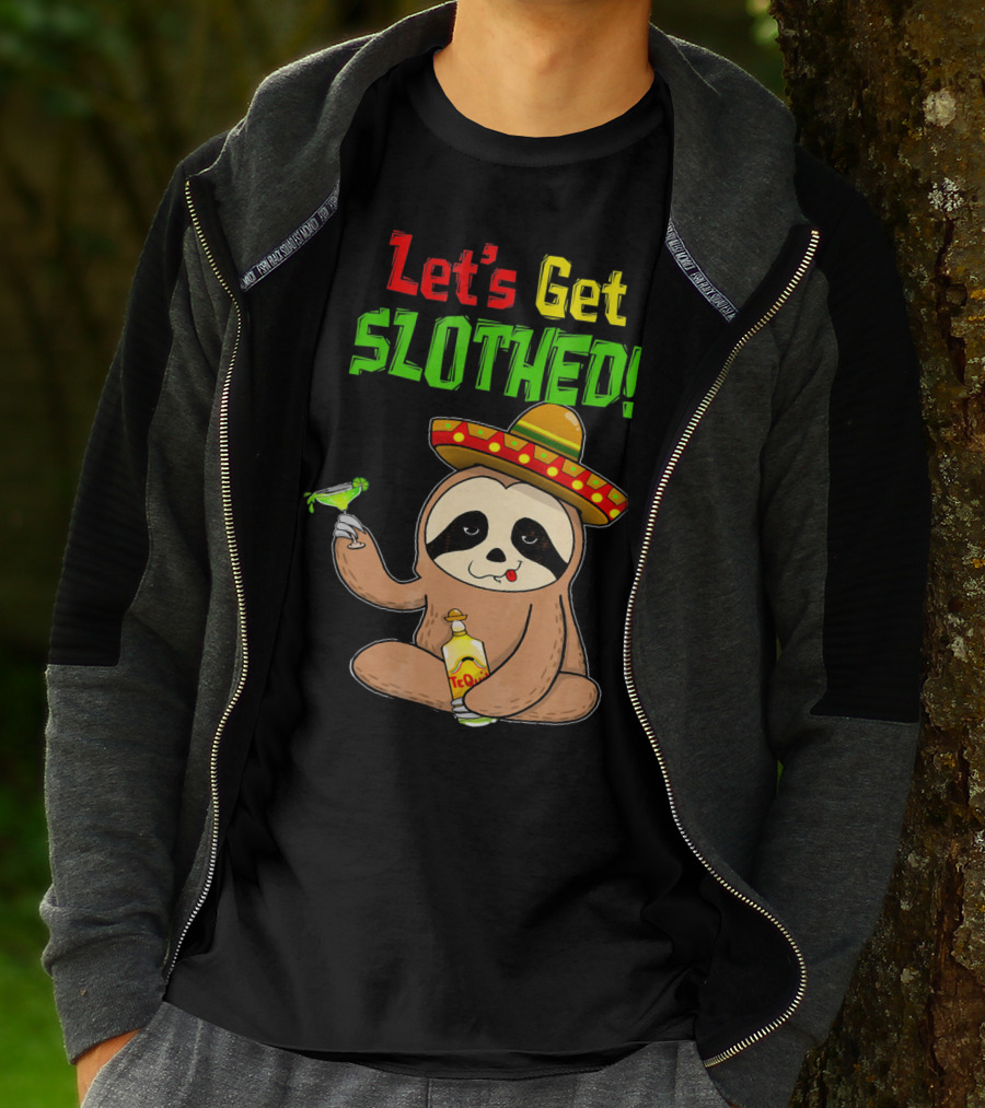Let's Get Slothed Sloth Cinco De Mayo Tequila Sombrero Funny T-Shirt