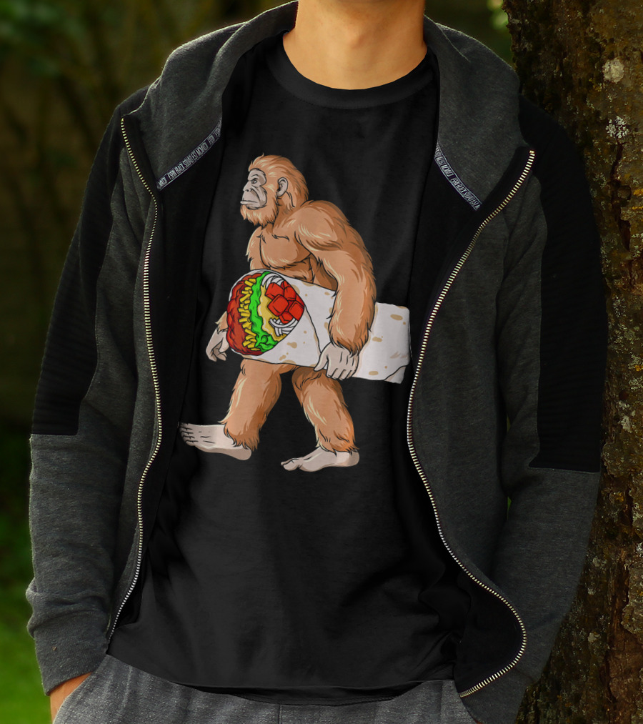 Bigfoot Carrying Burrito Sasquatch Cinco De Mayo T-Shirt