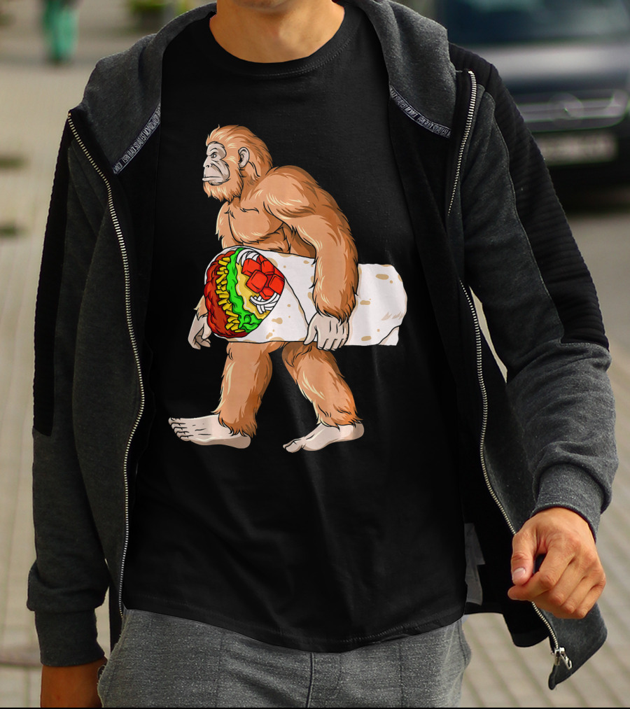 Bigfoot Carrying Burrito Sasquatch Cinco De Mayo T-Shirt