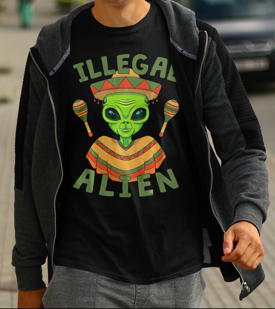 Illegal Alien In Sombrero With Maracas For Cinco De Mayo T-Shirt