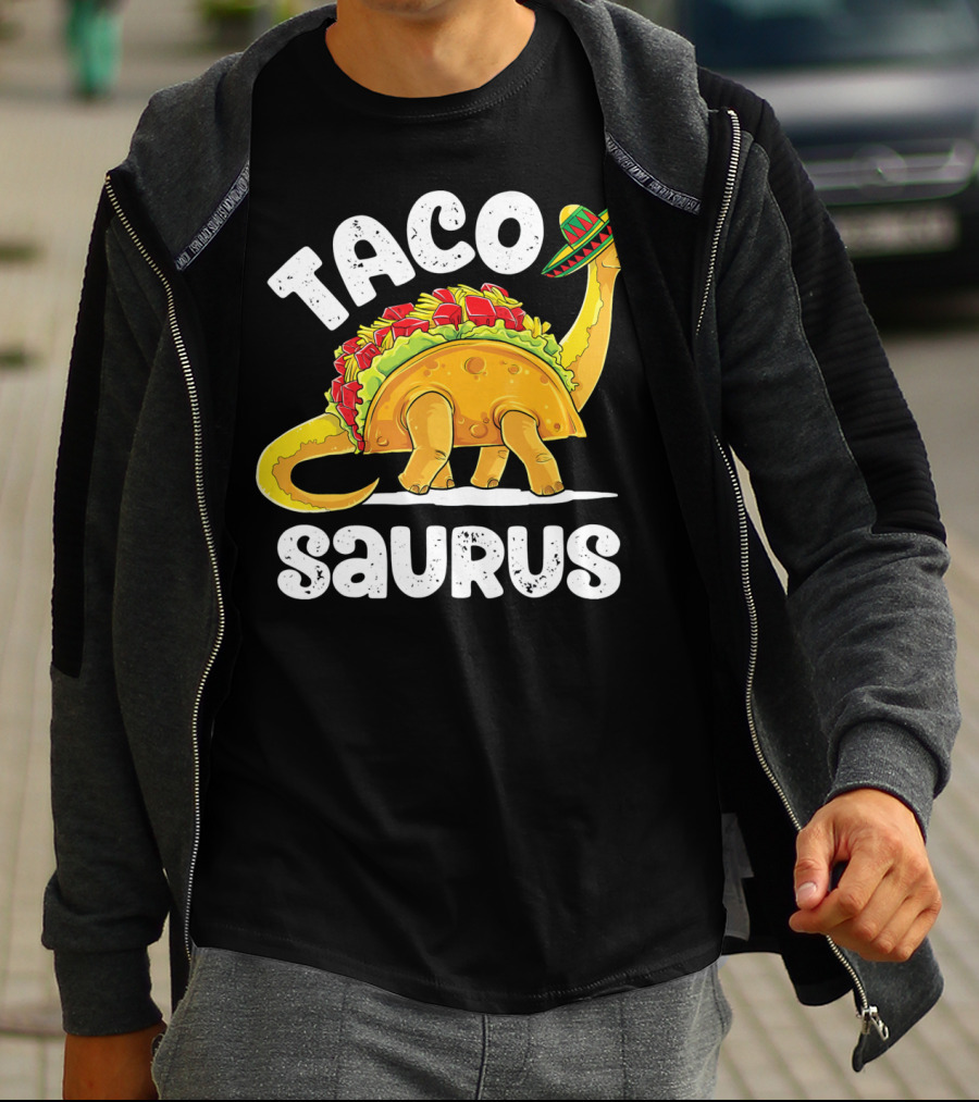 Tacosaurus Sombrero Cinco De Mayo Taco Dinosaur T-Shirt