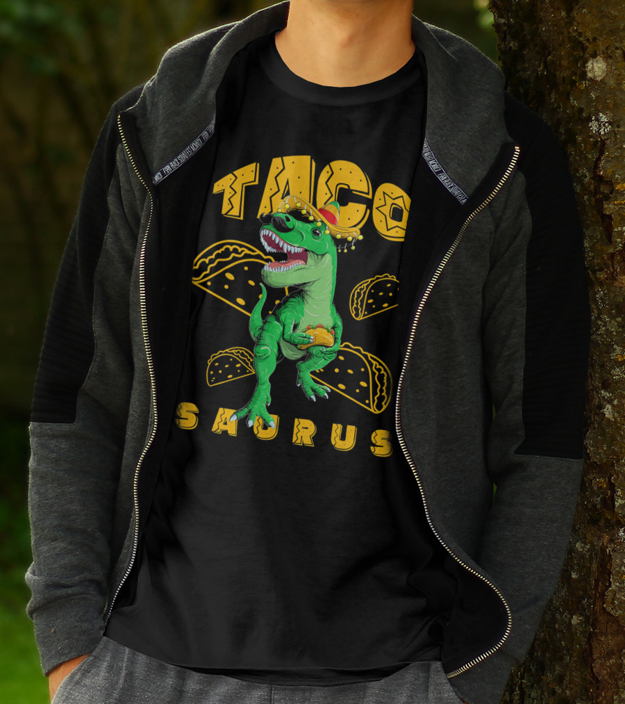 Cinco De Mayo Taco Saurus Dinosaur With Sombrero And Tacos T-Shirt