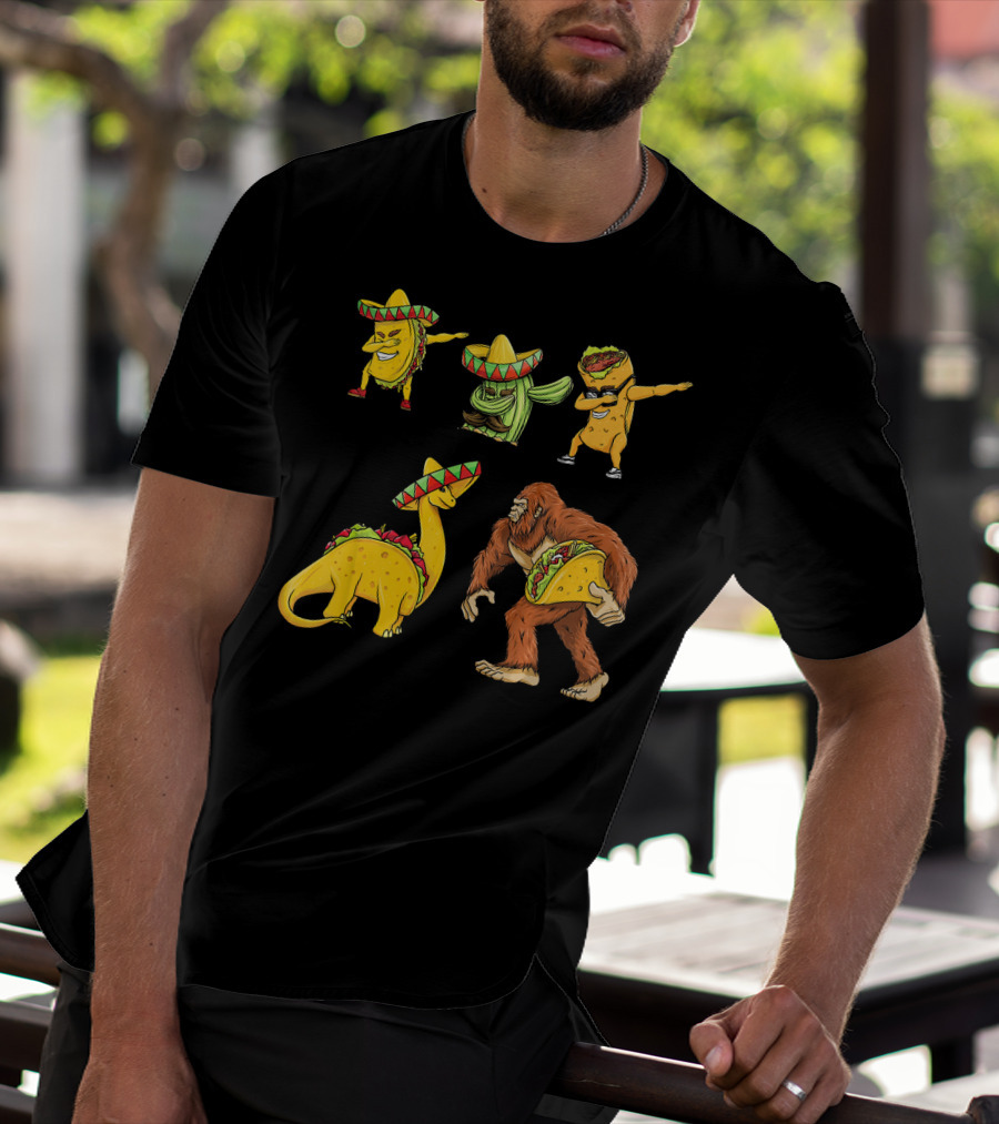 Cinco De Mayo Taco Cactus Burrito Dinosaur Sombrero Bigfoot T-Shirt