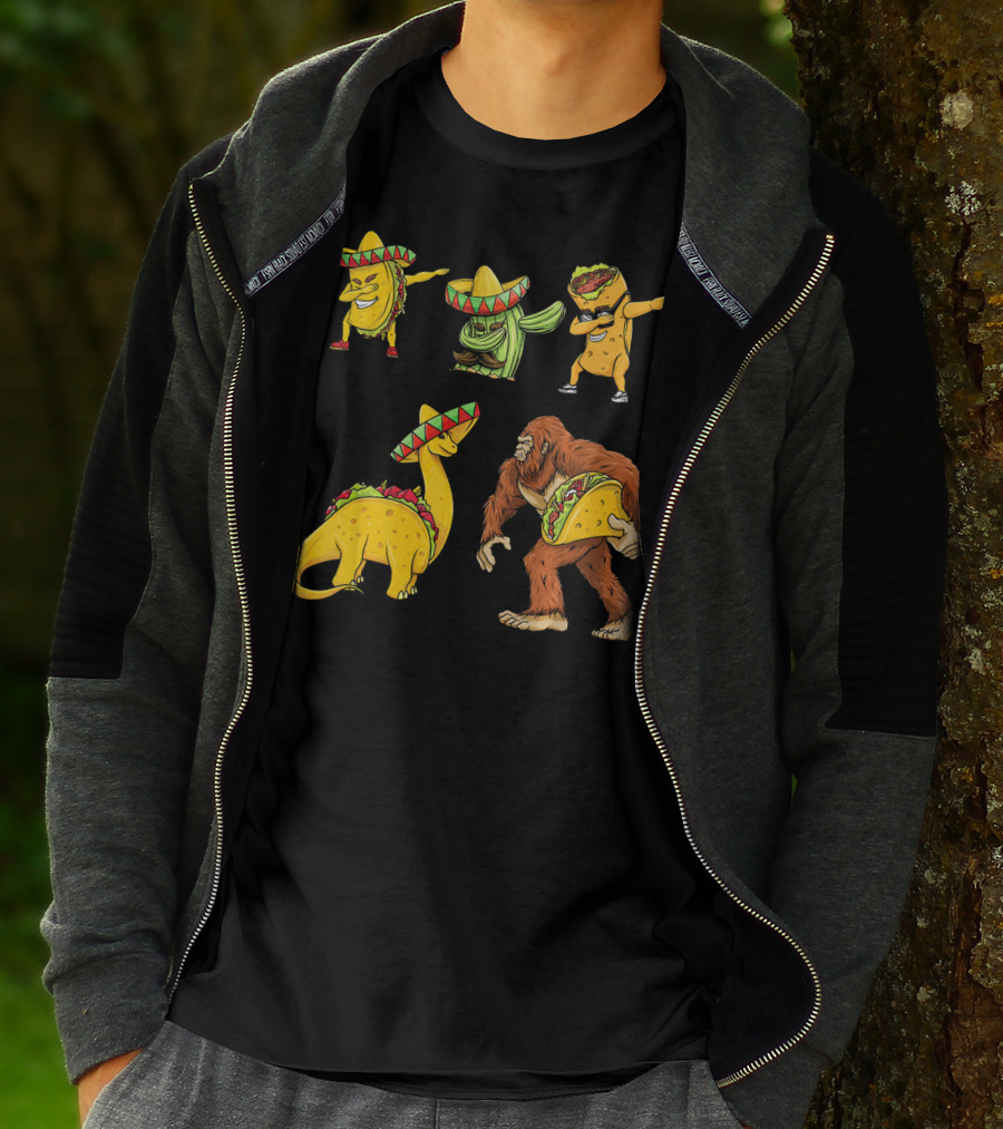 Cinco De Mayo Taco Cactus Burrito Dinosaur Sombrero Bigfoot T-Shirt