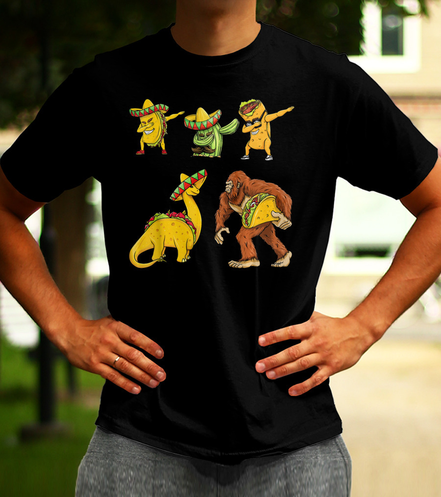 Cinco De Mayo Taco Cactus Burrito Dinosaur Sombrero Bigfoot T-Shirt