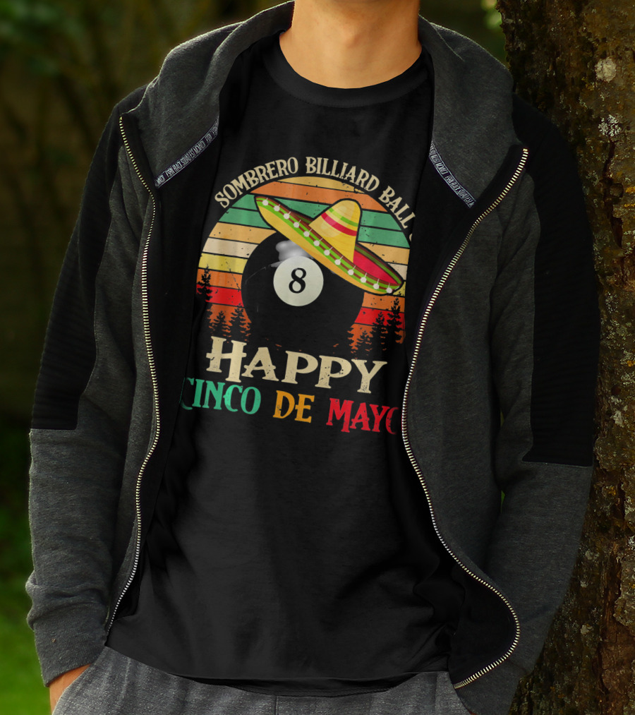 Sombrero Billiard Ball 8 Happy Cinco De Mayo T-Shirt