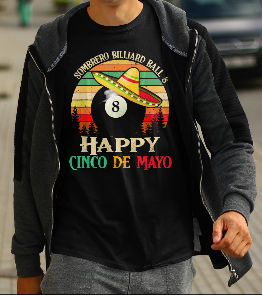 Sombrero Billiard Ball 8 Happy Cinco De Mayo T-Shirt