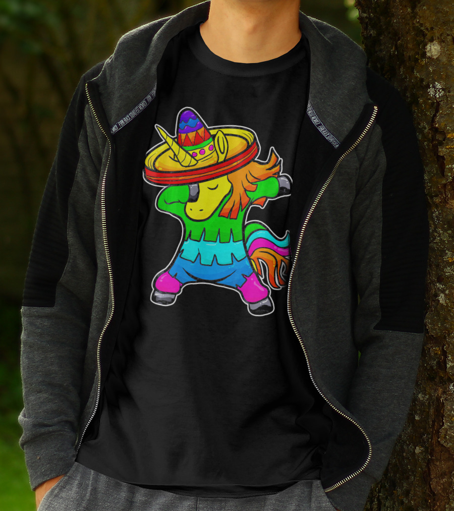 Cinco De Mayo Dabbing Unicorn Sombrero Fiesta T-Shirt