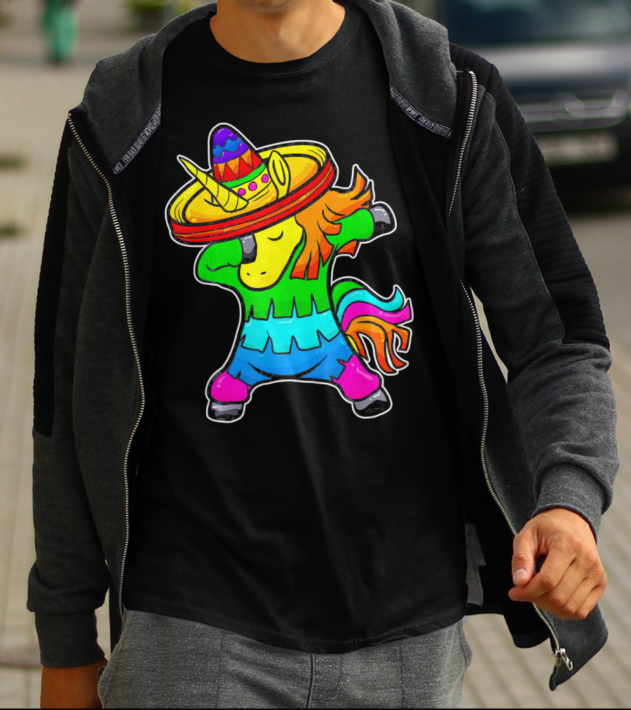 Cinco De Mayo Dabbing Unicorn Sombrero Fiesta T-Shirt