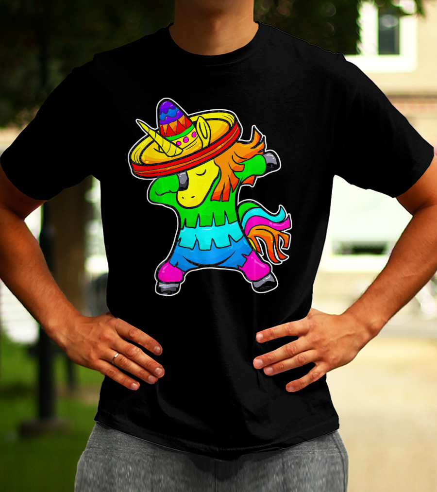 Cinco De Mayo Dabbing Unicorn Sombrero Fiesta T-Shirt