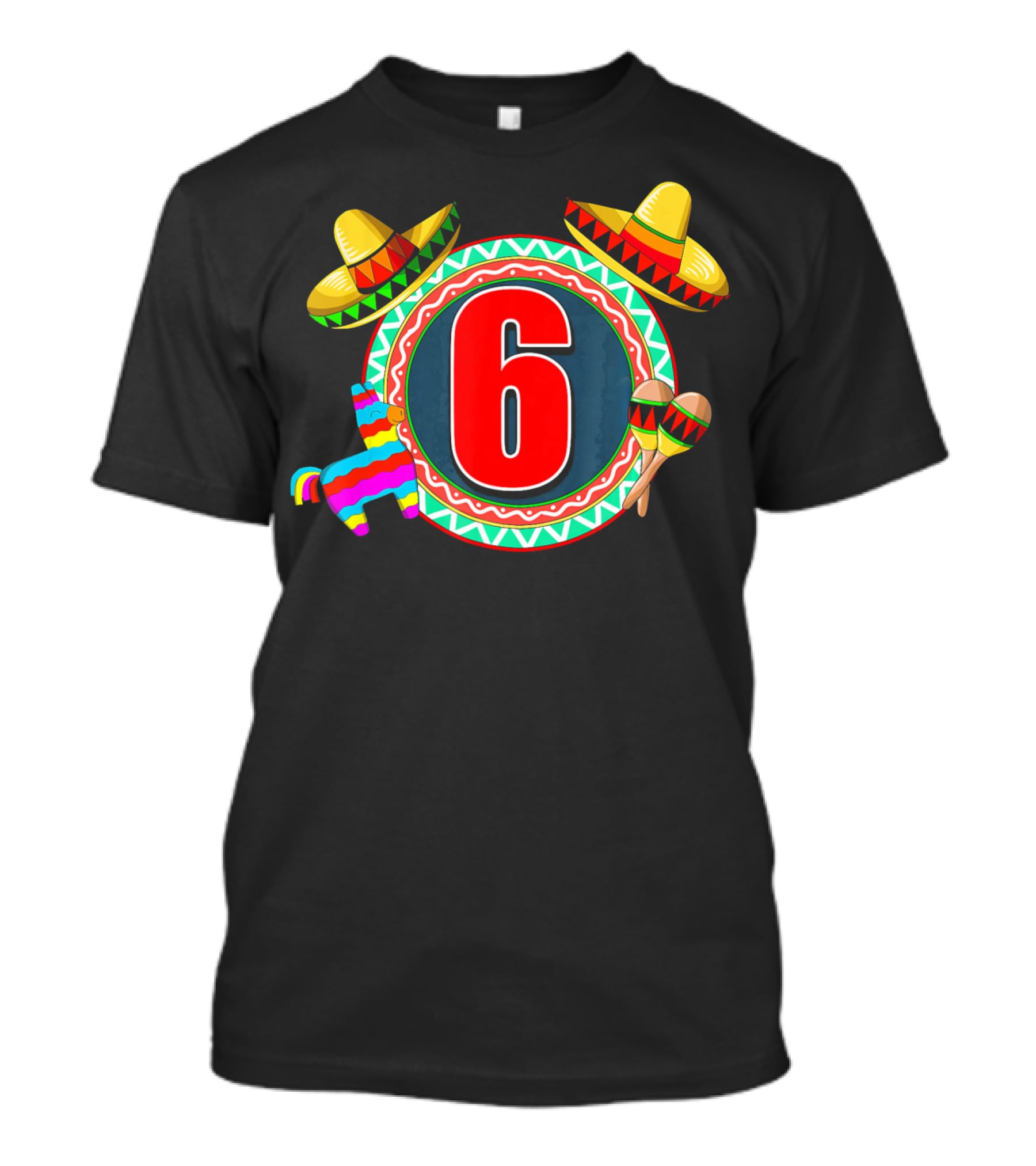 Cinco De Mayo 6 Sombrero Maracas Piñata T-Shirt