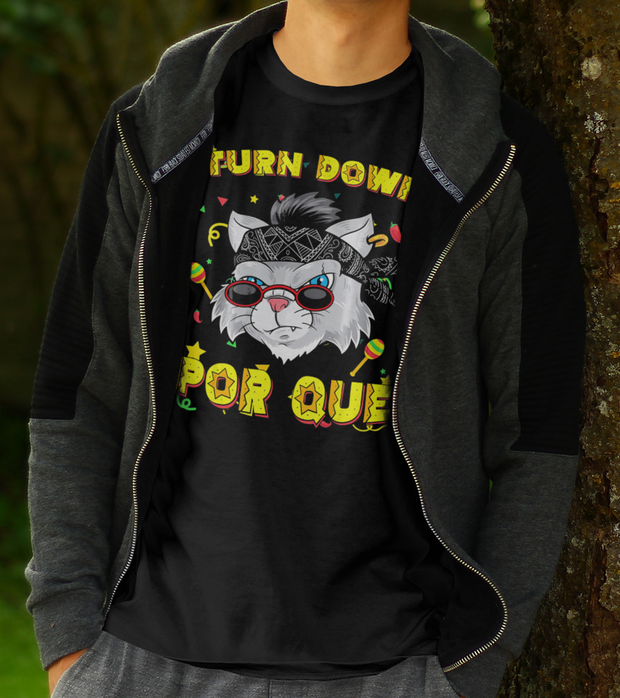 Turn Down Por Que Sombrero Cat Sunglasses Bandana Art Fiesta Elements T-Shirt