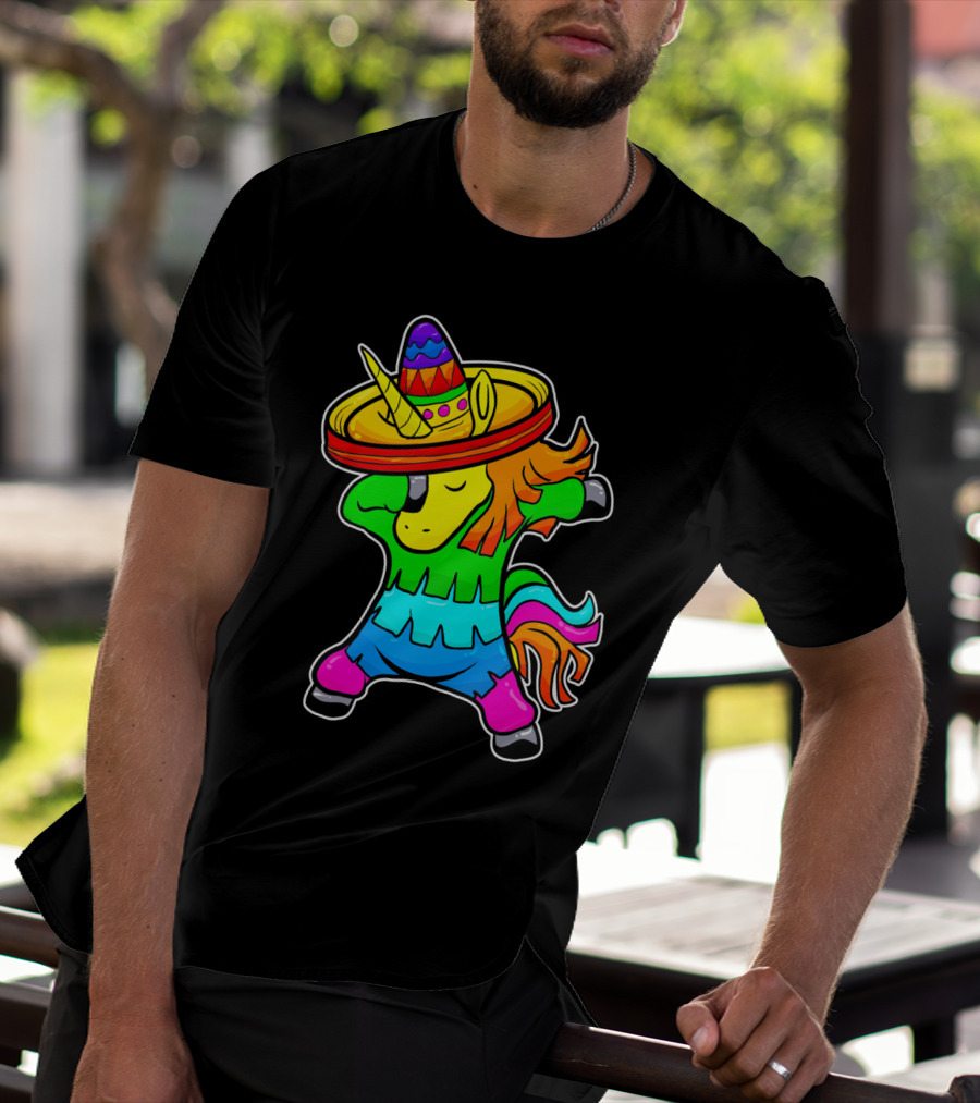 Cinco De Mayo Rainbow Sombrero Dabbing Unicorn T-Shirt