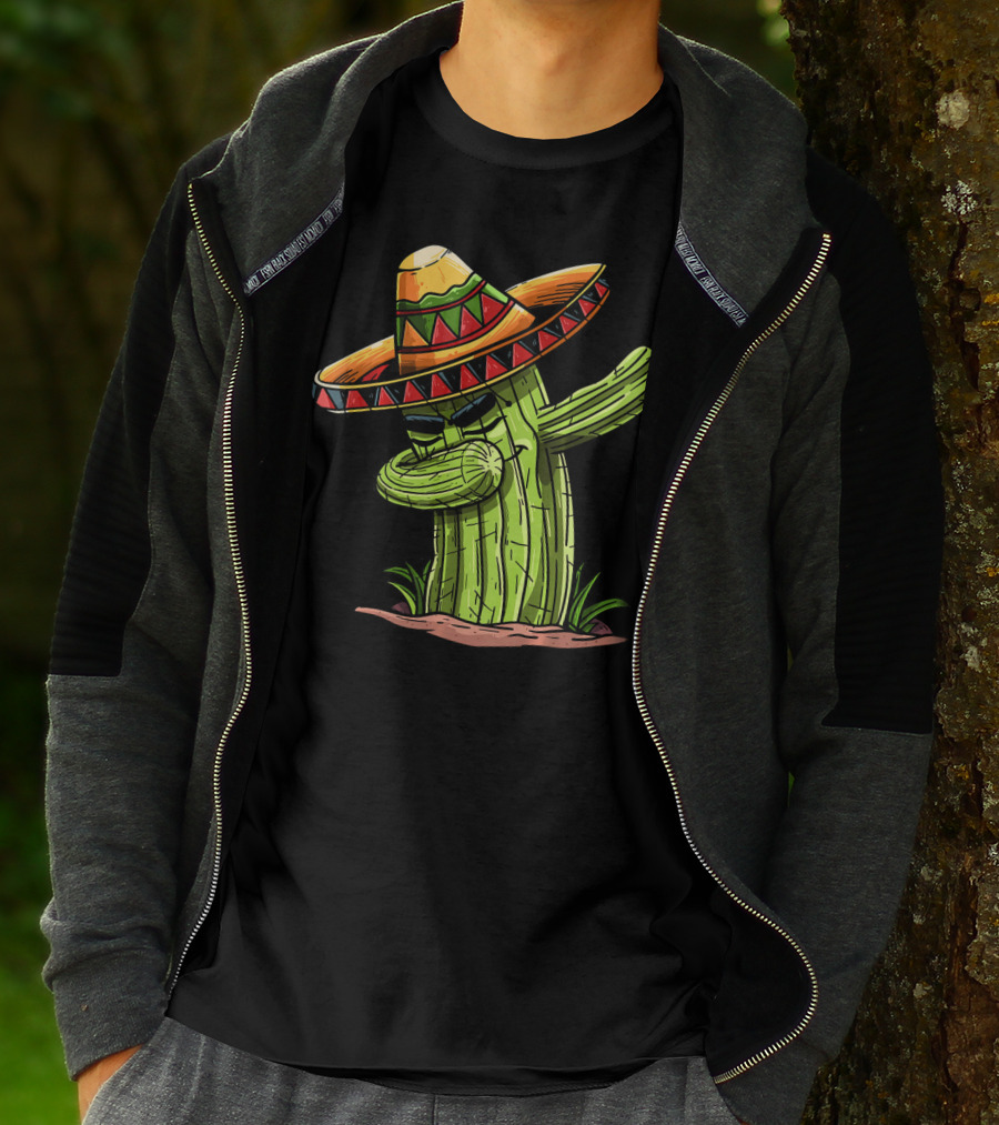Dabbing Cactus Sombrero Funny Cinco De Mayo T-Shirt
