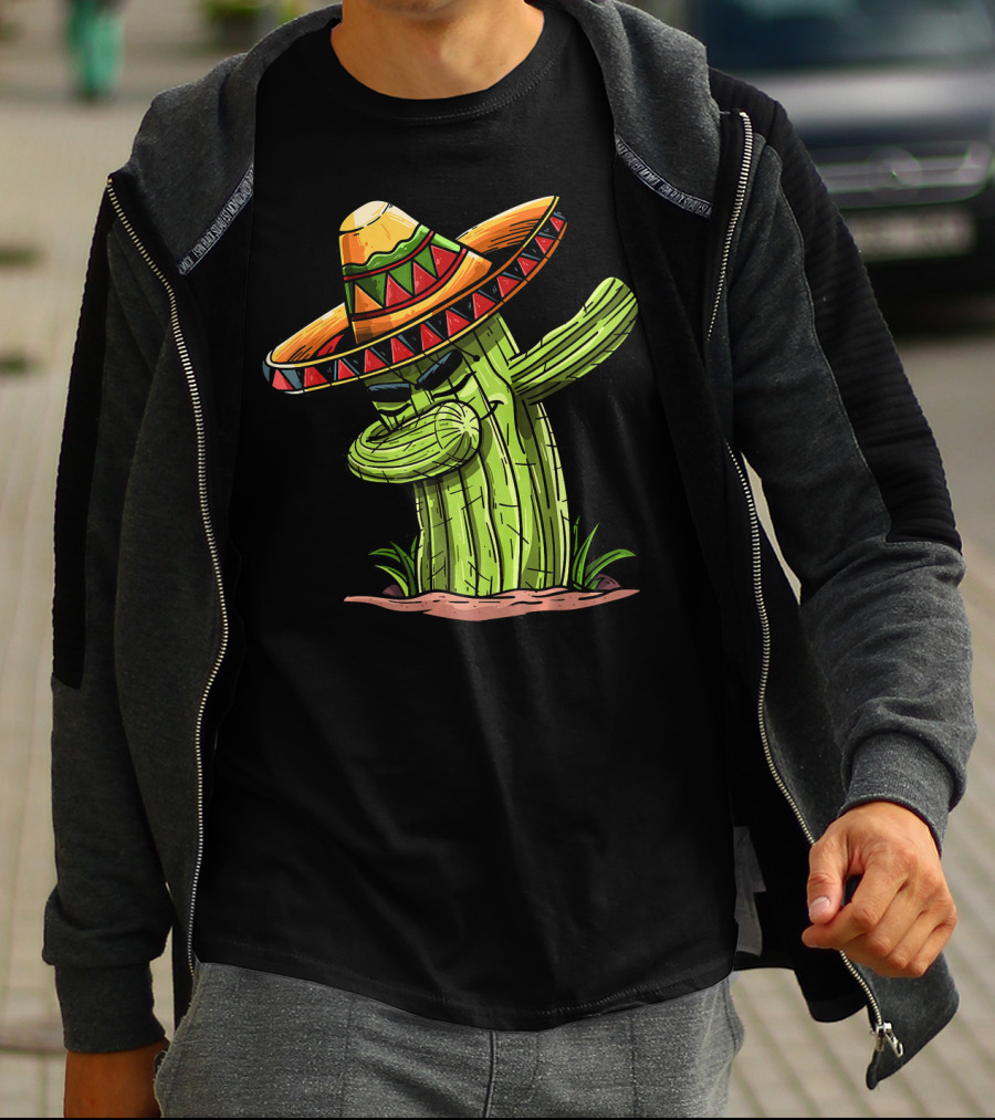 Dabbing Cactus Sombrero Funny Cinco De Mayo T-Shirt