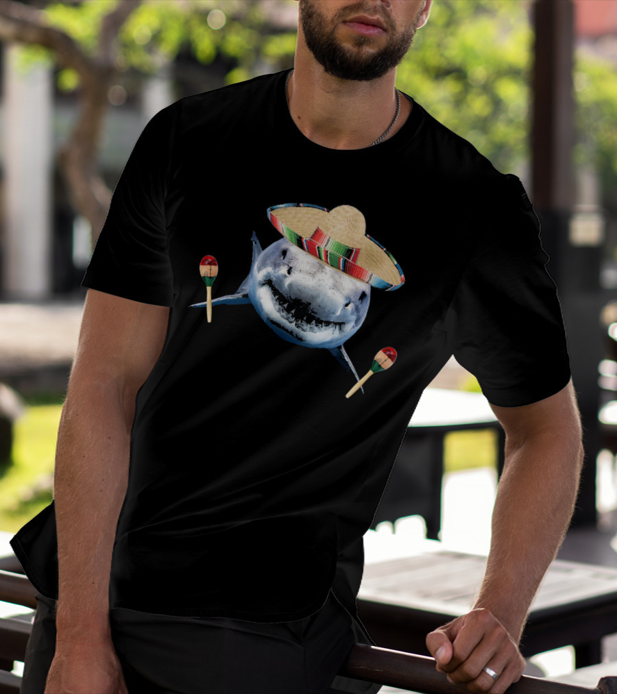 Cinco De Mayo Shark With Sombrero And Maracas T-Shirt