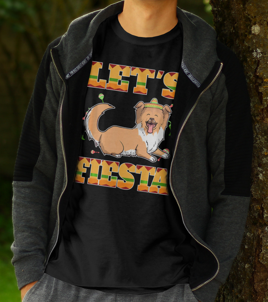 Let's Fiesta Rough Collie Dog Cinco De Mayo T-Shirt