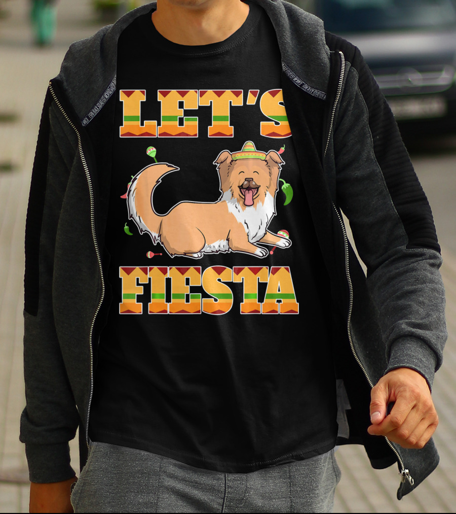 Let's Fiesta Rough Collie Dog Cinco De Mayo T-Shirt