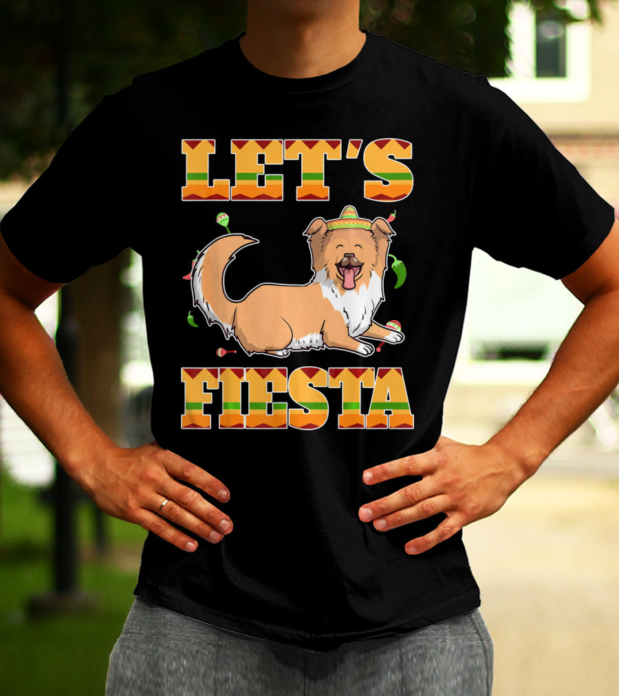 Let's Fiesta Rough Collie Dog Cinco De Mayo T-Shirt