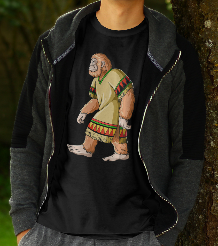 Bigfoot Sasquatch In Mexican Poncho Cultural Attire T-Shirt