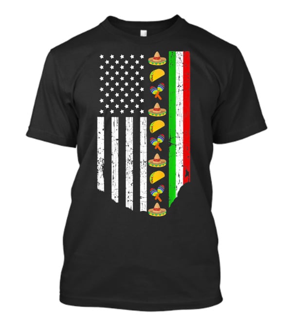 American Flag Tacos Sombrero Maracas Cinco De Mayo T-Shirt