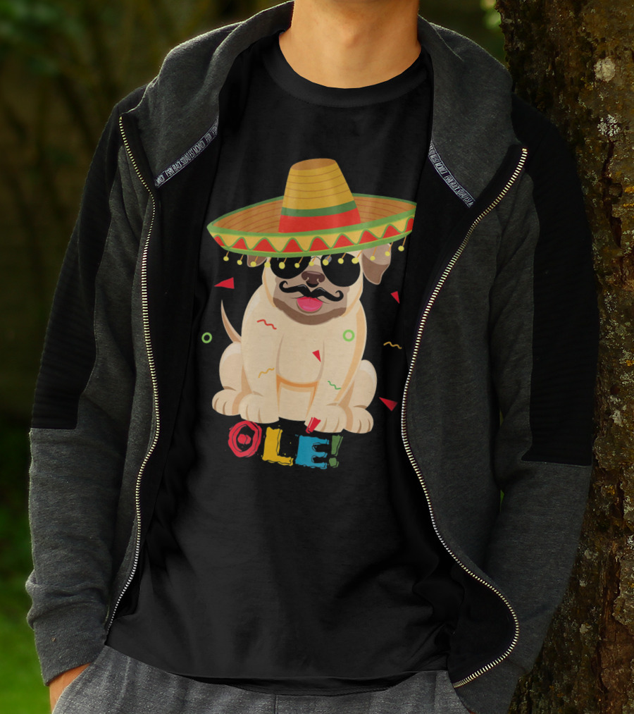 Ole Pug Sombrero Cinco De Mayo Dog T-Shirt