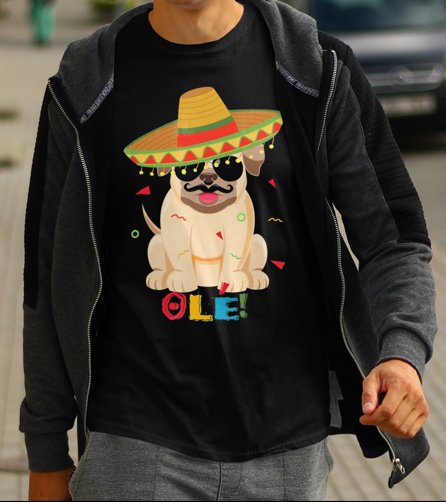 Ole Pug Sombrero Cinco De Mayo Dog T-Shirt