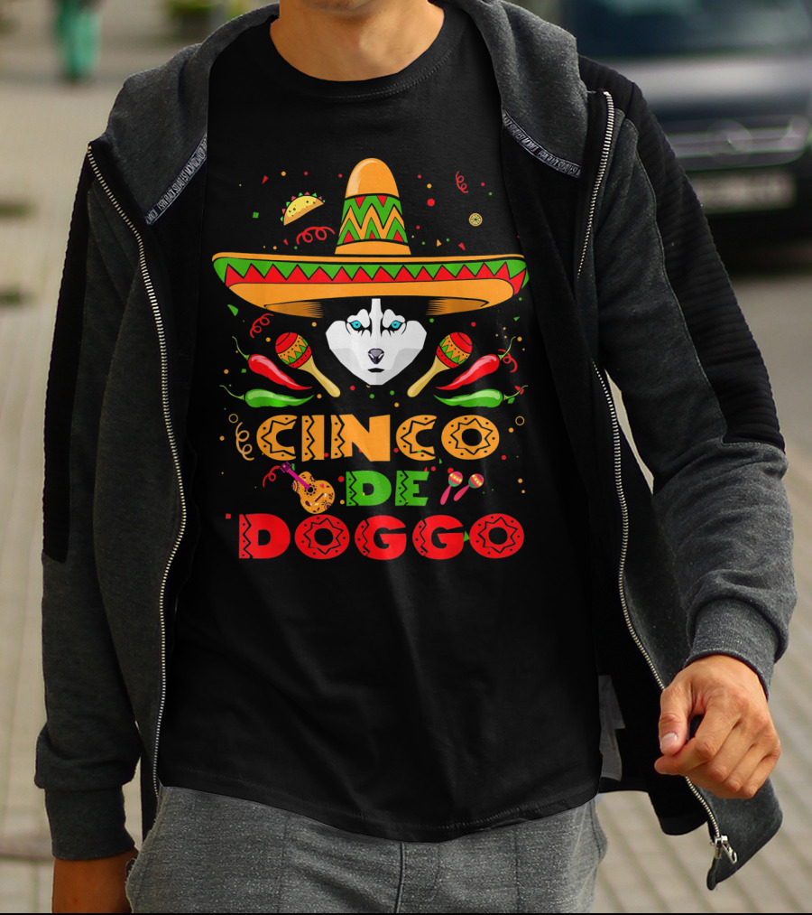 Cinco De Doggo Siberian Husky Sombrero Celebration Fiesta Elements T-Shirt