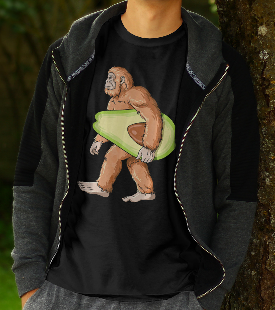 Bigfoot Carrying Avocado Sasquatch Cinco De Mayo Humor T-Shirt