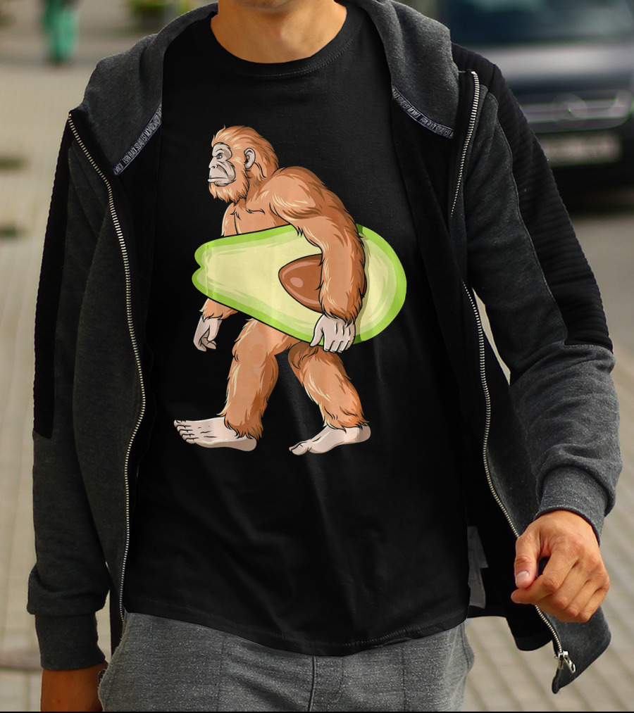 Bigfoot Carrying Avocado Sasquatch Cinco De Mayo Humor T-Shirt