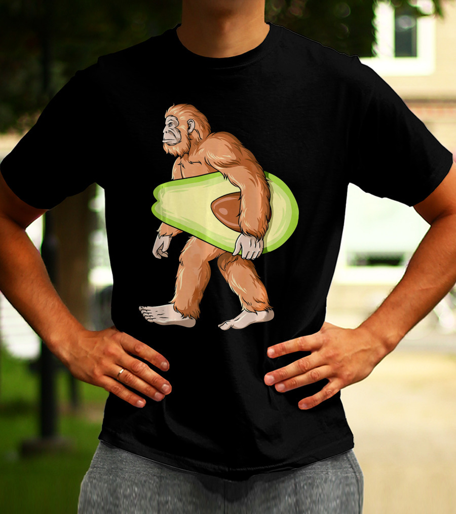Bigfoot Carrying Avocado Sasquatch Cinco De Mayo Humor T-Shirt