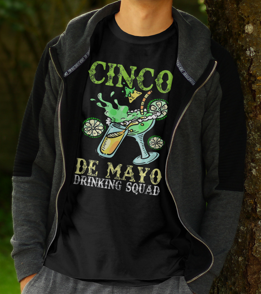 Cinco De Mayo Drinking Squad Celebration With Margarita Elements T-Shirt