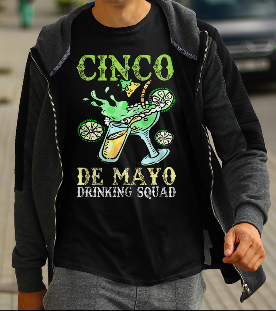 Cinco De Mayo Drinking Squad Celebration With Margarita Elements T-Shirt