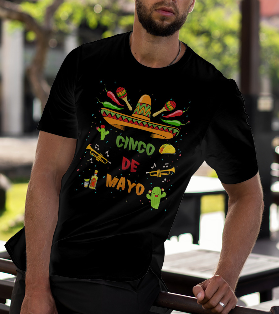 Cinco De Mayo Sombrero Maracas Taco Fiesta T-Shirt
