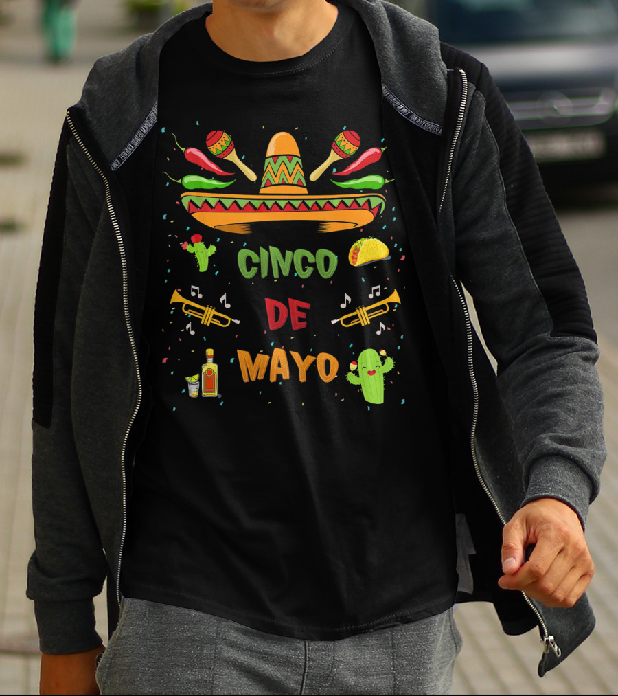 Cinco De Mayo Sombrero Maracas Taco Fiesta T-Shirt