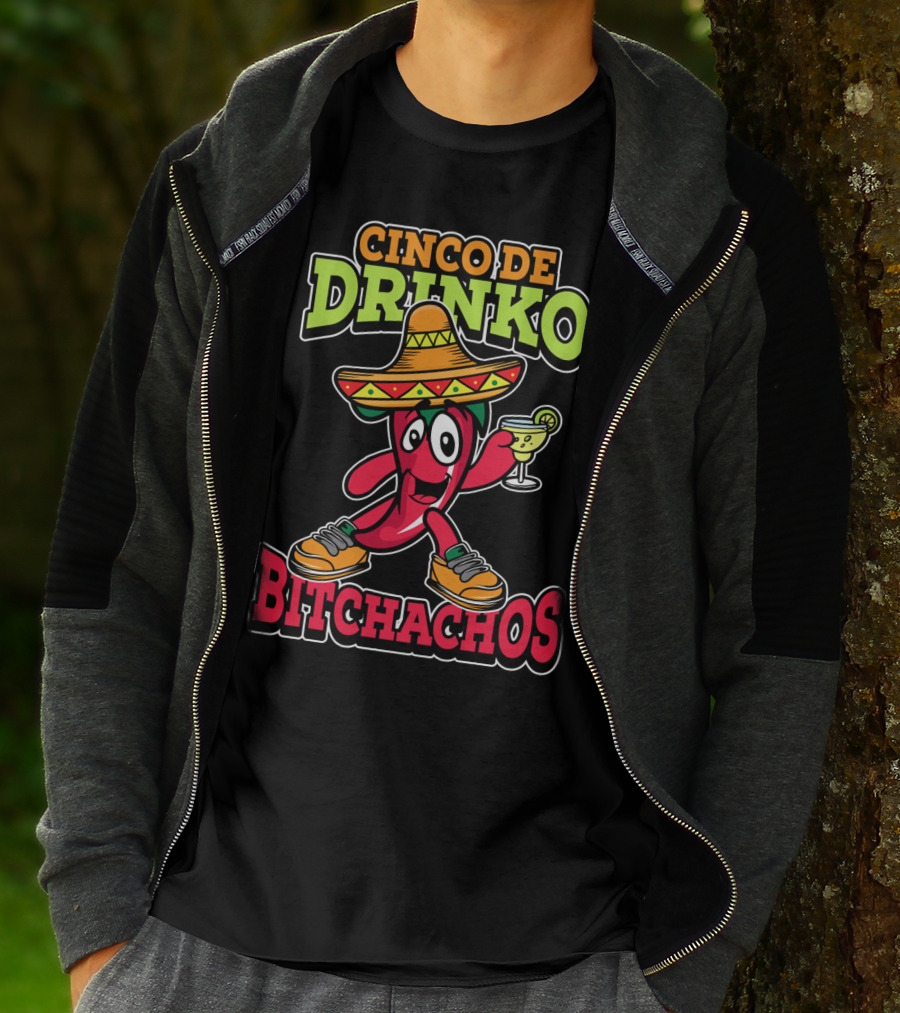 Cinco De Drinko Bitchachos Sombrero Fiesta Margarita Pepper T-Shirt