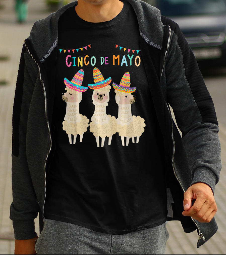 No ProbLlama Cinco De Mayo Llamas In Sombreros T-Shirt