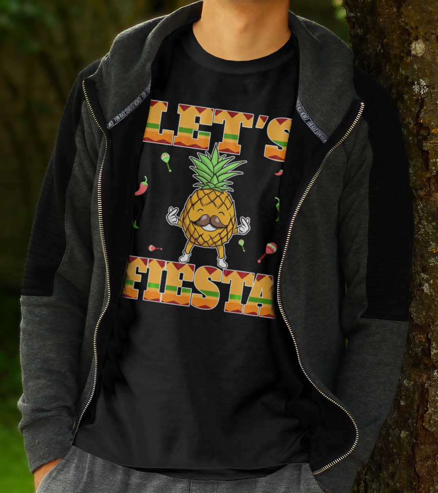 Let's Fiesta Pineapple Cinco De Mayo Mexi Peppers Maracas T-Shirt