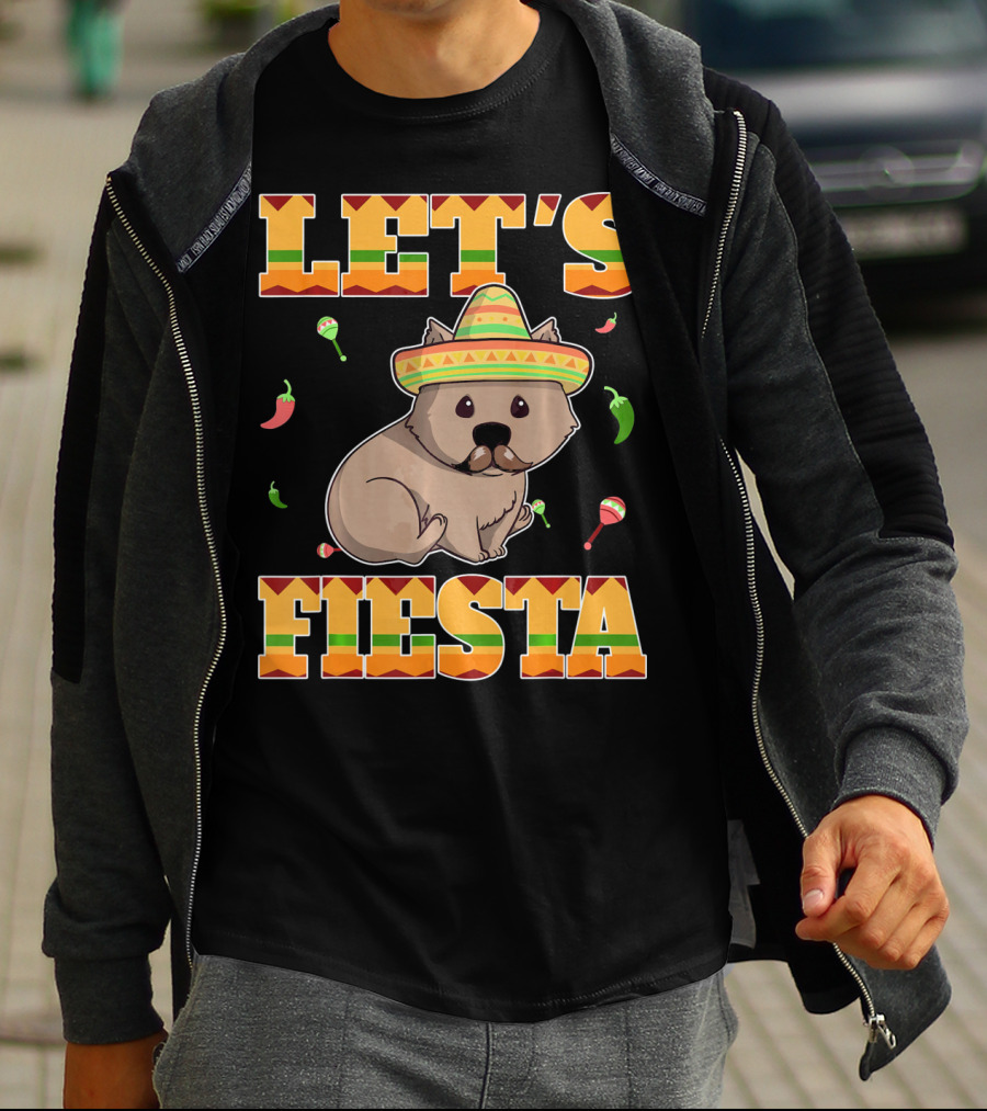 Let's Fiesta Wombat Wearing Sombrero Maracas Peppers Cinco De Mayo Mexican T-Shirt