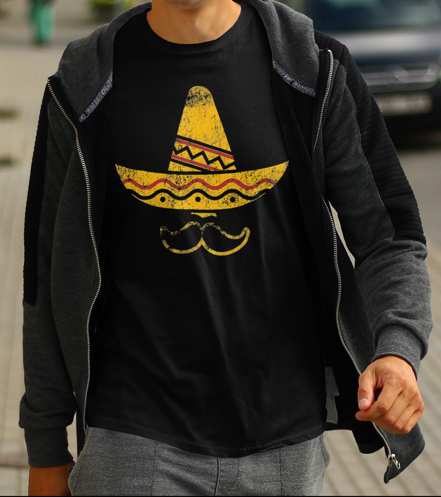 Cinco De Mayo Mustache Sombrero Mexican Hat T-Shirt