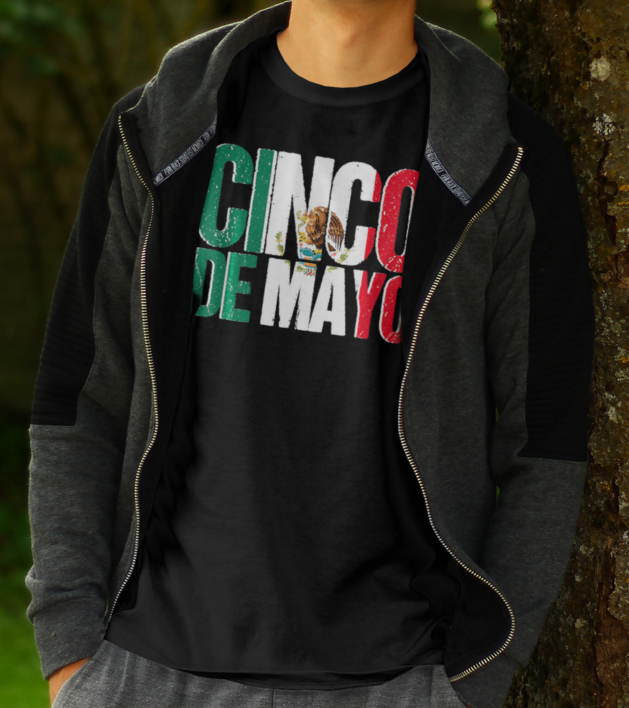 Cinco De Mayo Mexican Flag Colors With Eagle Emblem T-Shirt