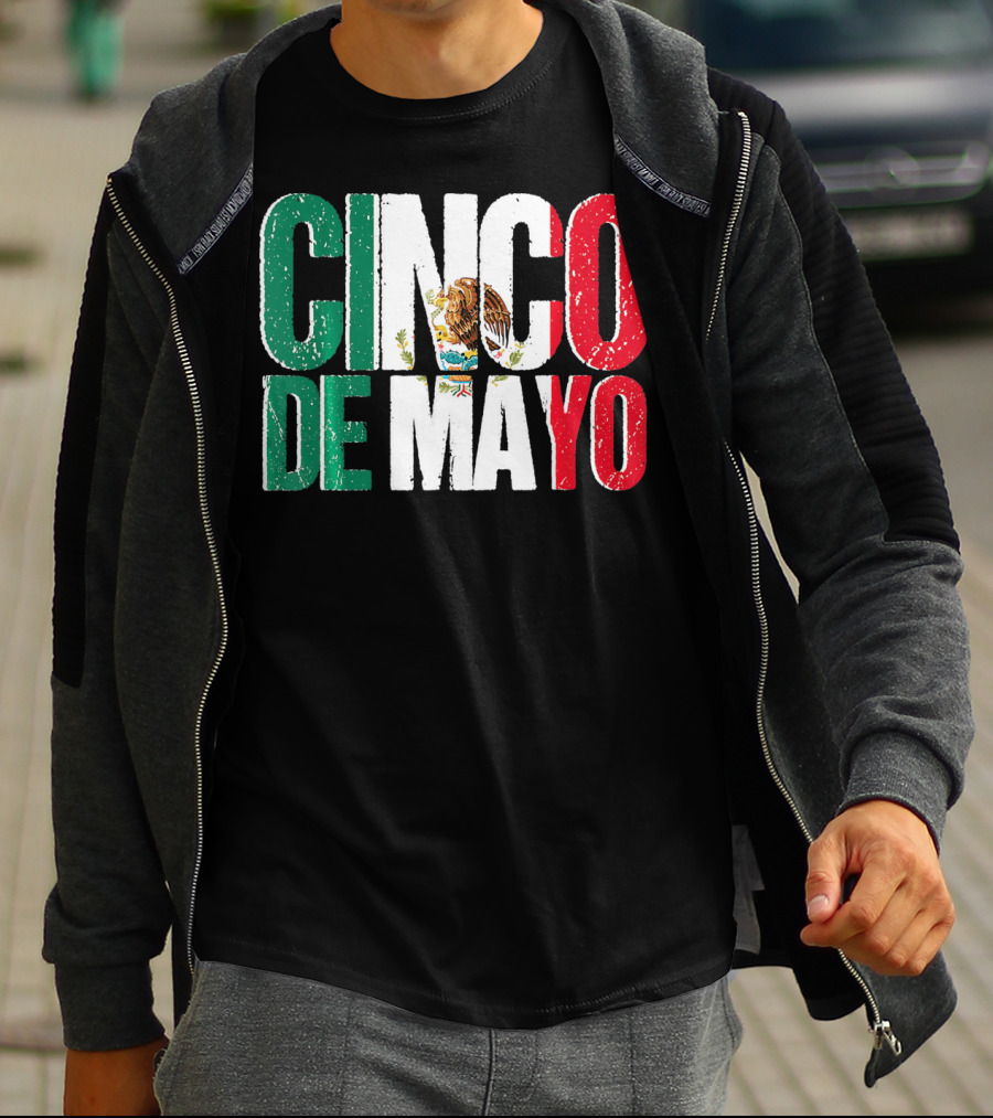 Cinco De Mayo Mexican Flag Colors With Eagle Emblem T-Shirt