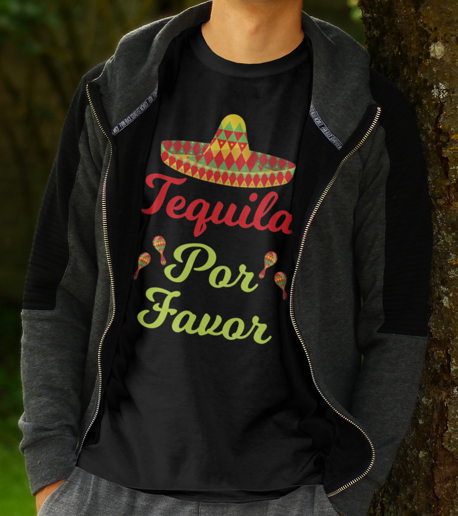 Cinco De Mayo Tequila Por Favor Sombrero And Maracas T-Shirt