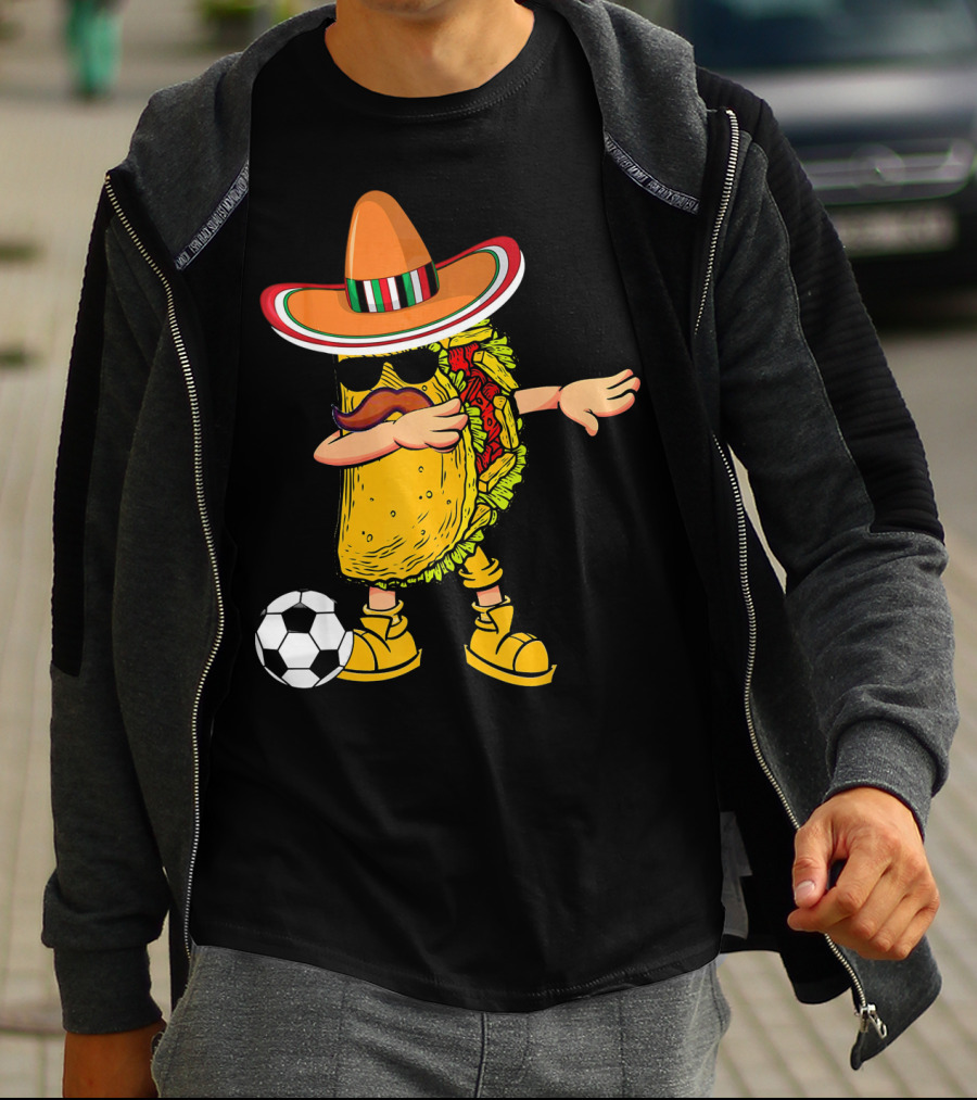 Dabbing Soccer Taco With Sombrero Cinco De Mayo Dab T-Shirt