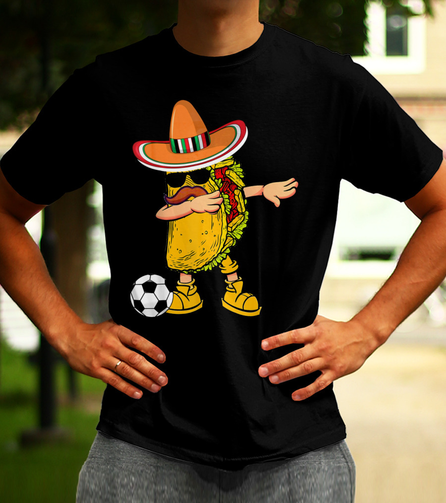 Dabbing Soccer Taco With Sombrero Cinco De Mayo Dab T-Shirt