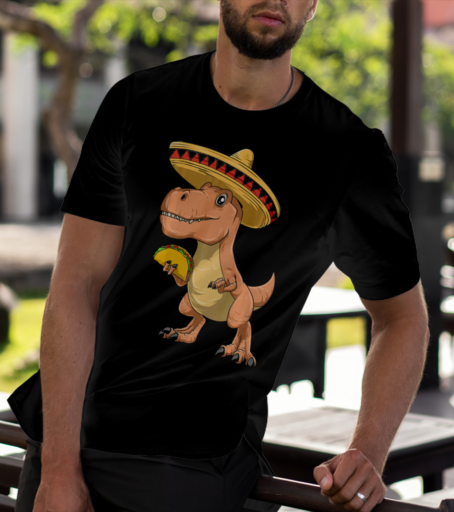 Dinosaur Taco Mexican Sombrero Dinosaur T-Shirt