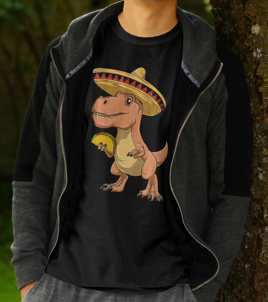 Dinosaur Taco Mexican Sombrero Dinosaur T-Shirt